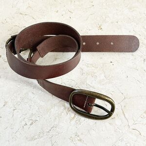 Eddie Bauer Brown Leather Belt Hand Stitched Italy